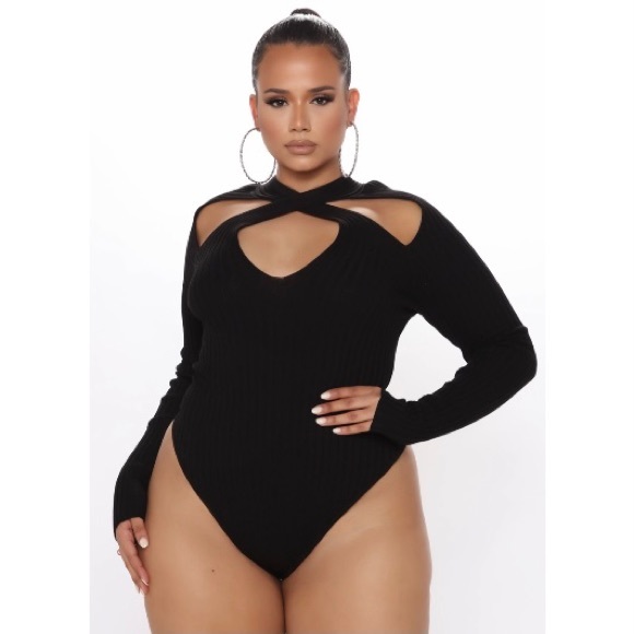 Fashion Nova Tops - Twisted Vixen Ribbed Bodysuit - Black